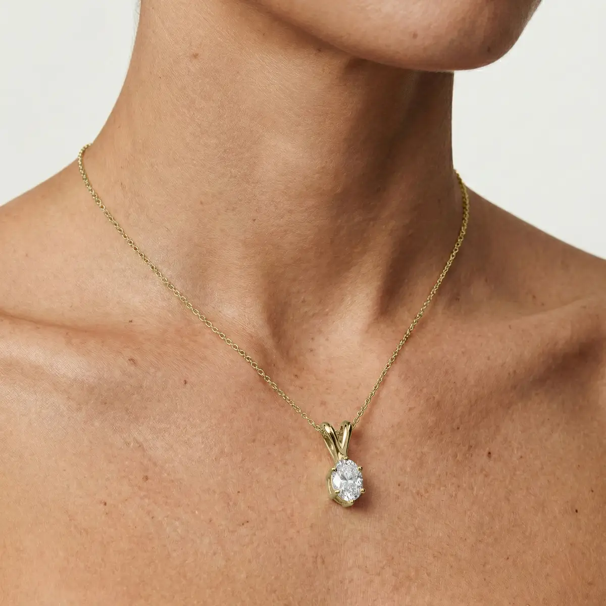 2 Carat Oval Lab Grown Diamond Six Prong Double Bail Pendant