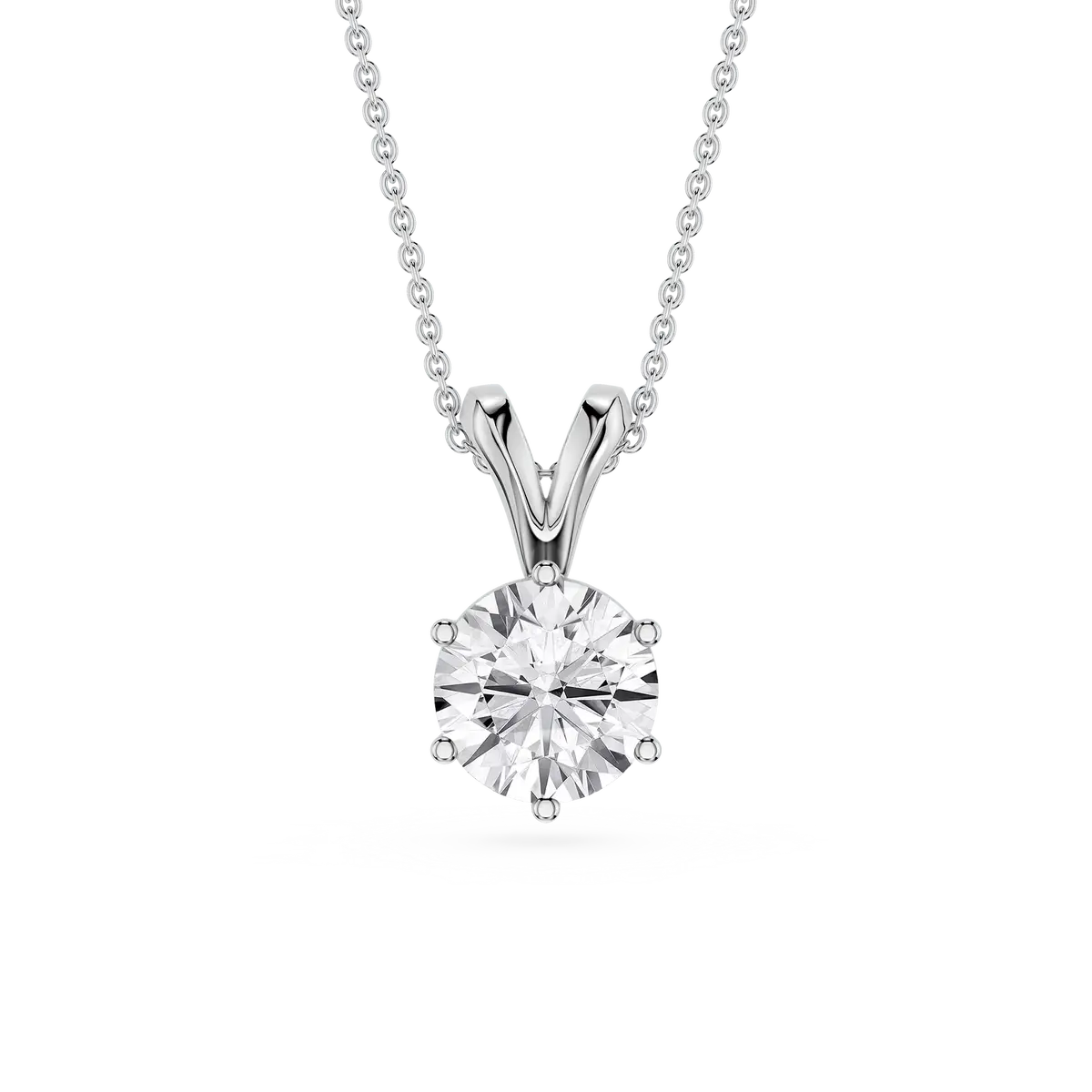 1 Carat Round Lab Grown Diamond Six Prong Double Bail Pendant
