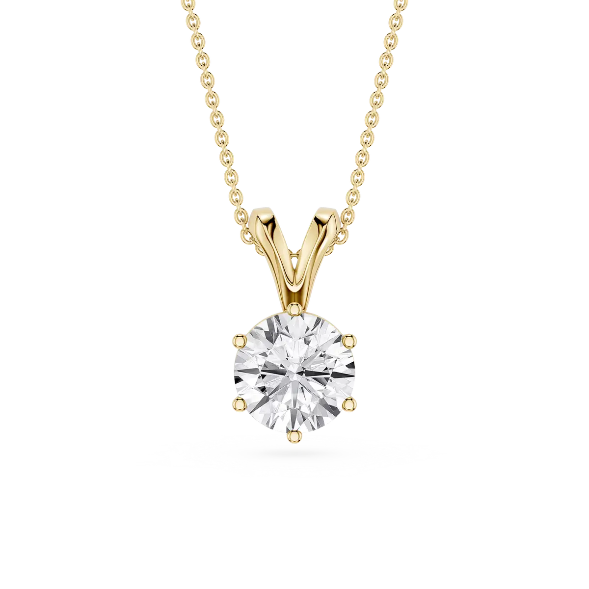 1 Carat Round Lab Grown Diamond Six Prong Double Bail Pendant