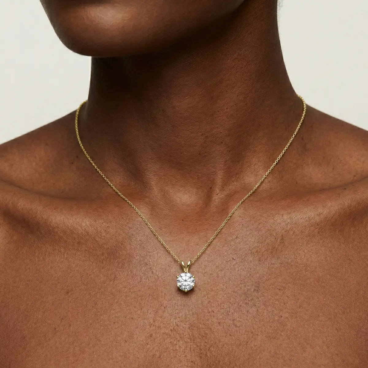 1 Carat Round Lab Grown Diamond Six Prong Double Bail Pendant