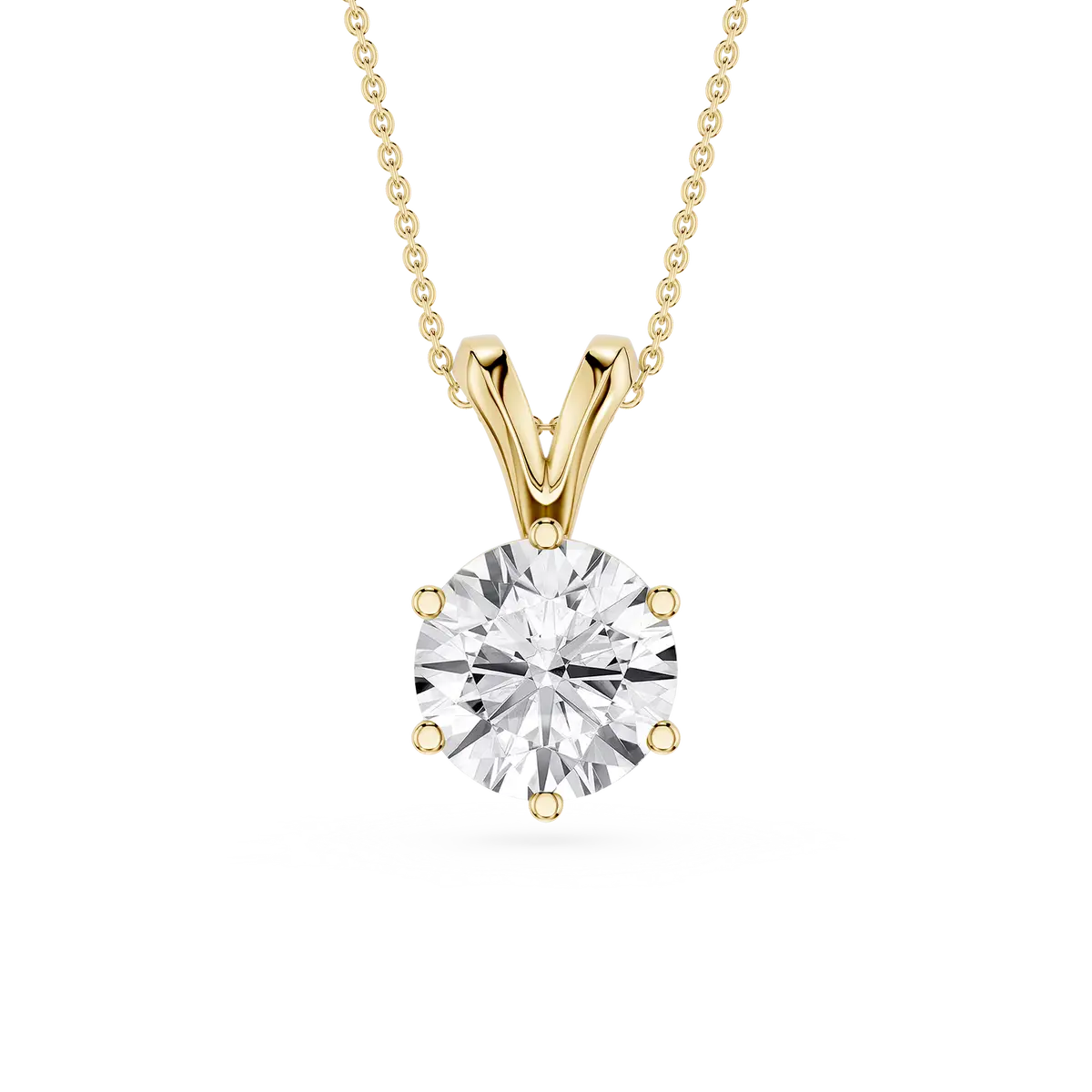 2 Carat Round Lab Grown Diamond Six Prong Double Bail Pendant
