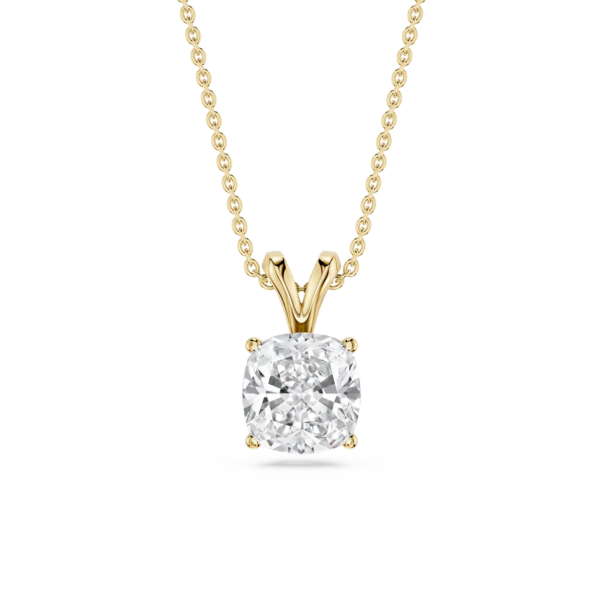 1 Carat Cushion Lab Grown Diamond Double Bail Pendant