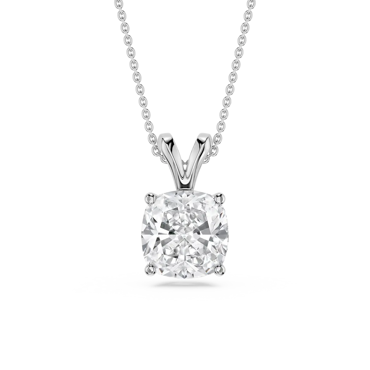 2 Carat Cushion Lab Grown Diamond Double Bail Pendant