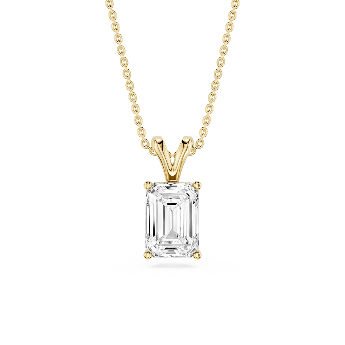 1 Carat Emerald Lab Grown Diamond Solitaire Gold Pendant