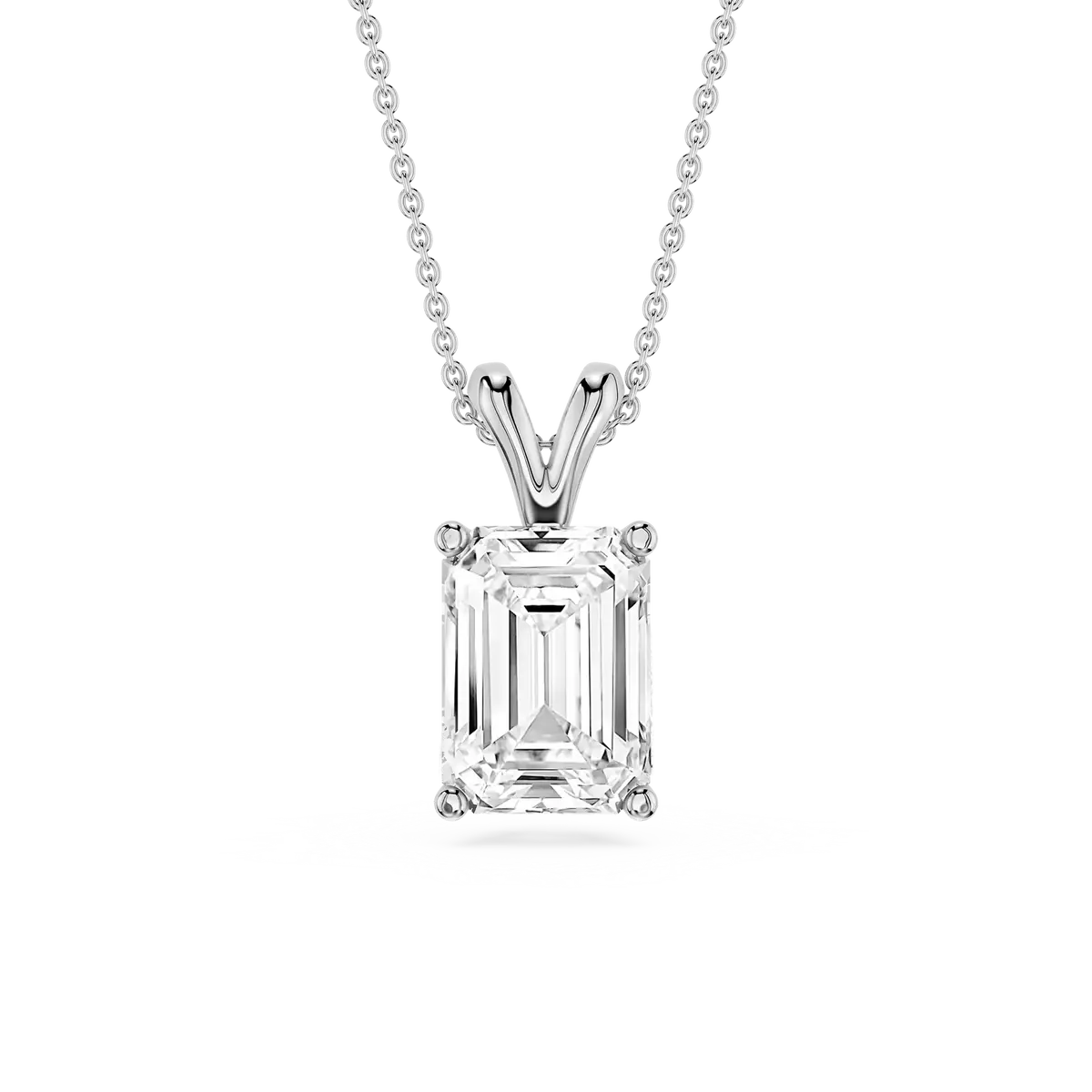 2 Carat Emerald Lab Grown Diamond Double Bail Pendant