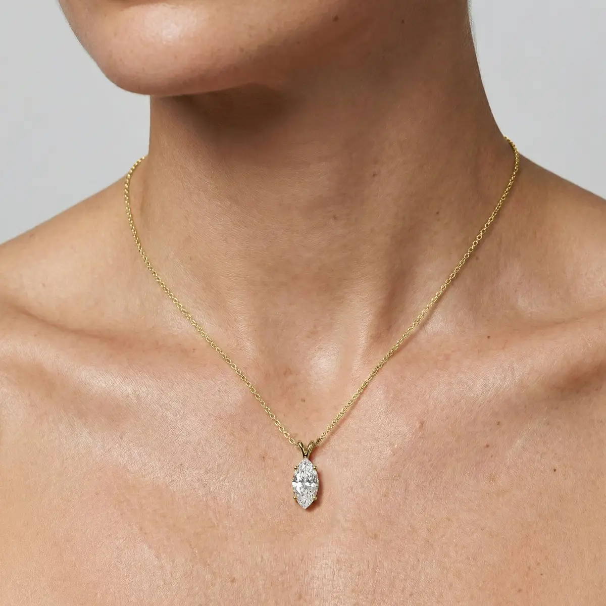 1 Carat Marquise Lab Grown Diamond Double Bail Pendant