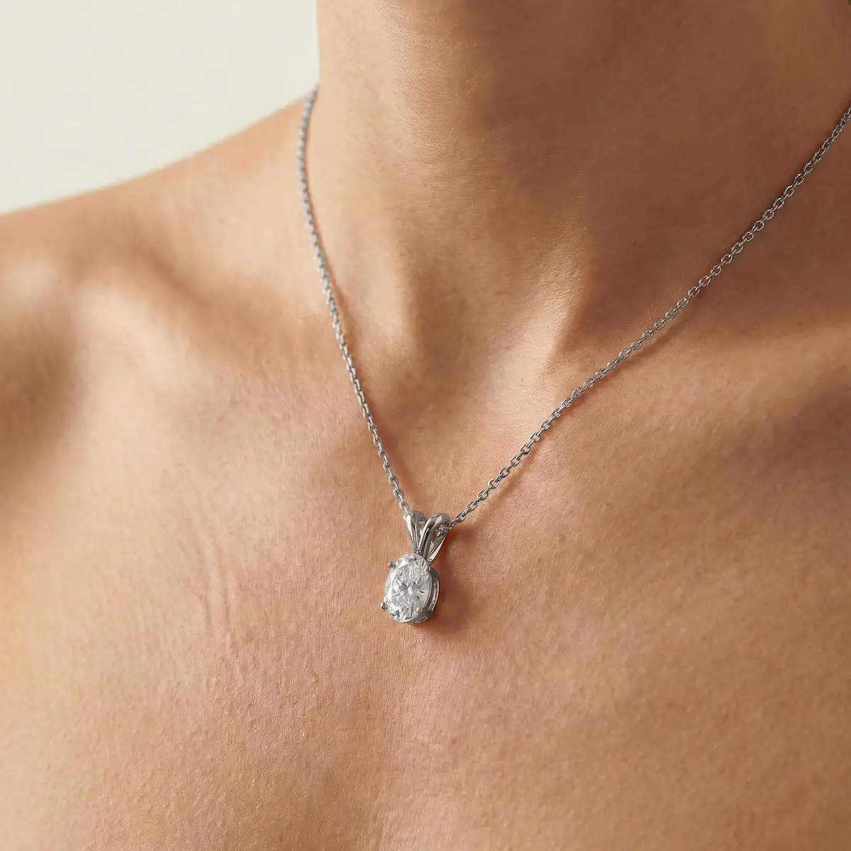 2 Carat Oval Lab Grown Diamond Double Bail Pendant