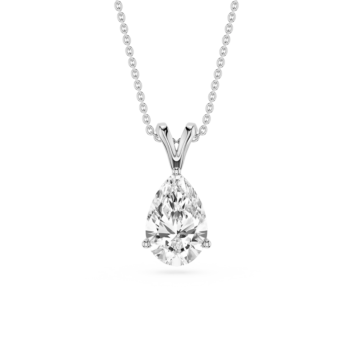 1 Carat Pear Lab Grown Diamond Solitaire Pendant With Chain