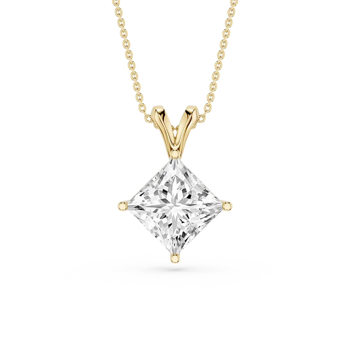 2 Carat Princess Lab Grown Diamond Double Bail Pendant