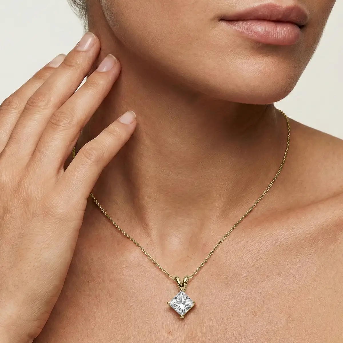 2 Carat Princess Lab Grown Diamond Double Bail Pendant