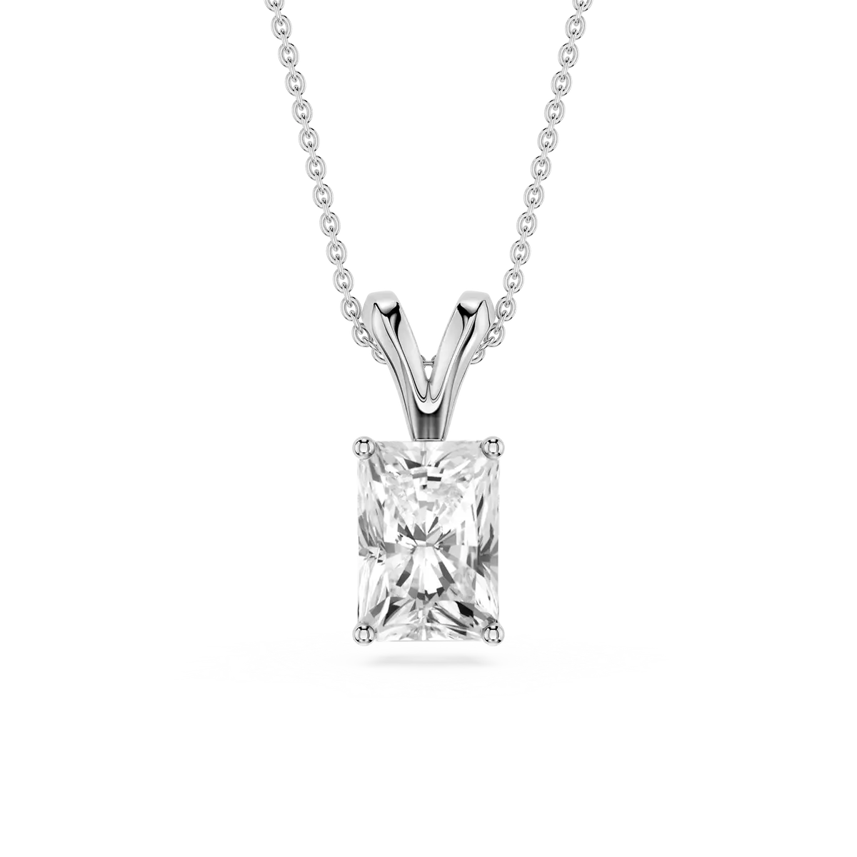 1 Carat Radiant Lab Grown Diamond Double Bail Pendant