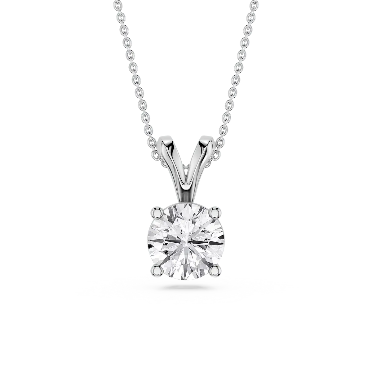 1 Carat Round Lab Grown Diamond Double Bail Pendant