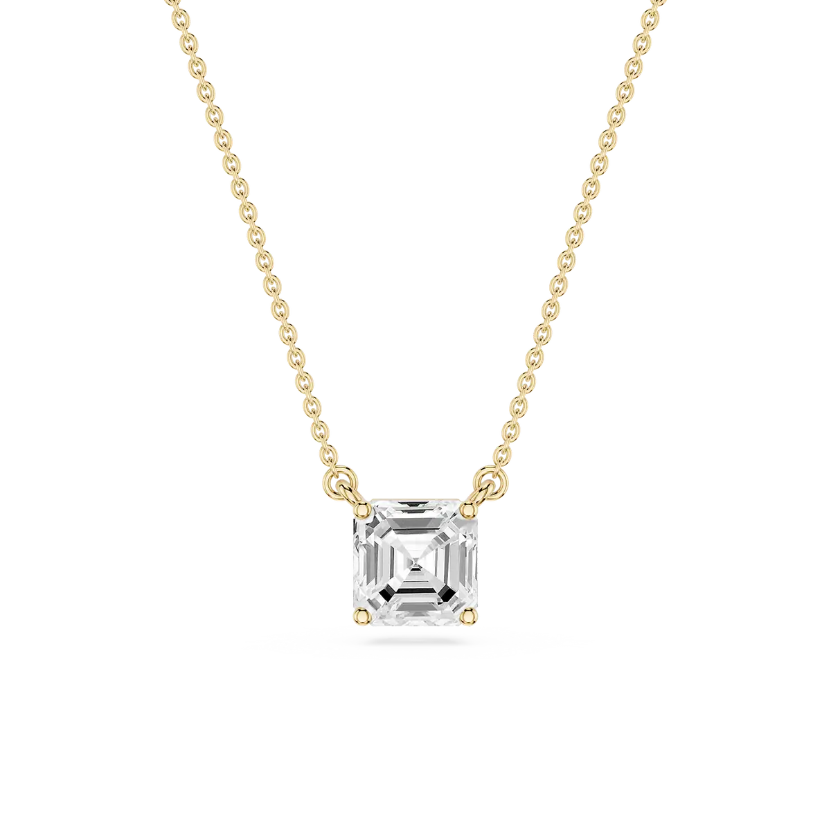 1 Carat Square Emerald Lab Grown Diamond 4 Prong Solitaire Pendant