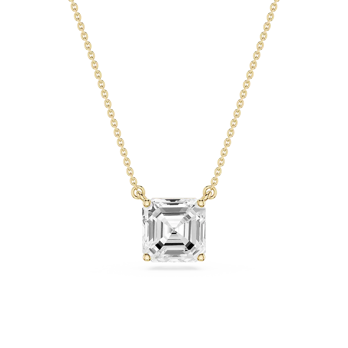 2 Carat Square Emerald Lab Grown Diamond 4 Prong Solitaire Pendant