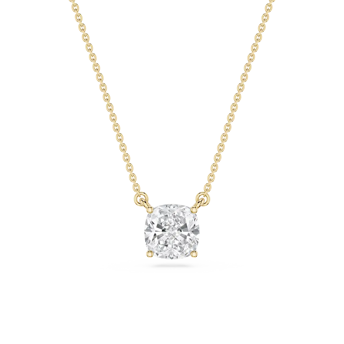 1 Carat Cushion Lab Grown Diamond 4 Prong Solitaire Pendant