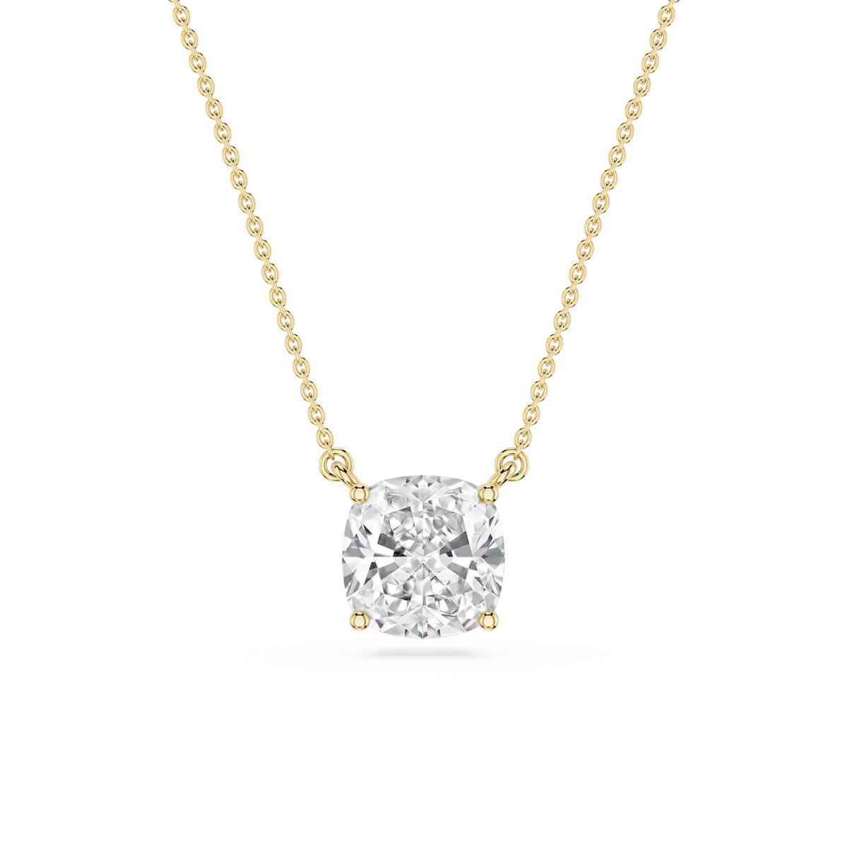 2 Carat Cushion Lab Grown Diamond 4 Prong Solitaire Pendant