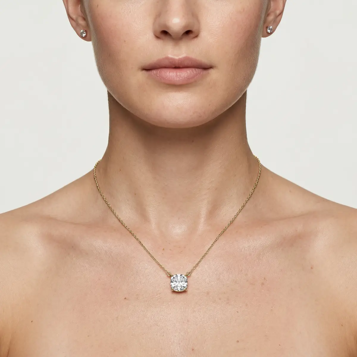 2 Carat Cushion Lab Grown Diamond 4 Prong Solitaire Pendant