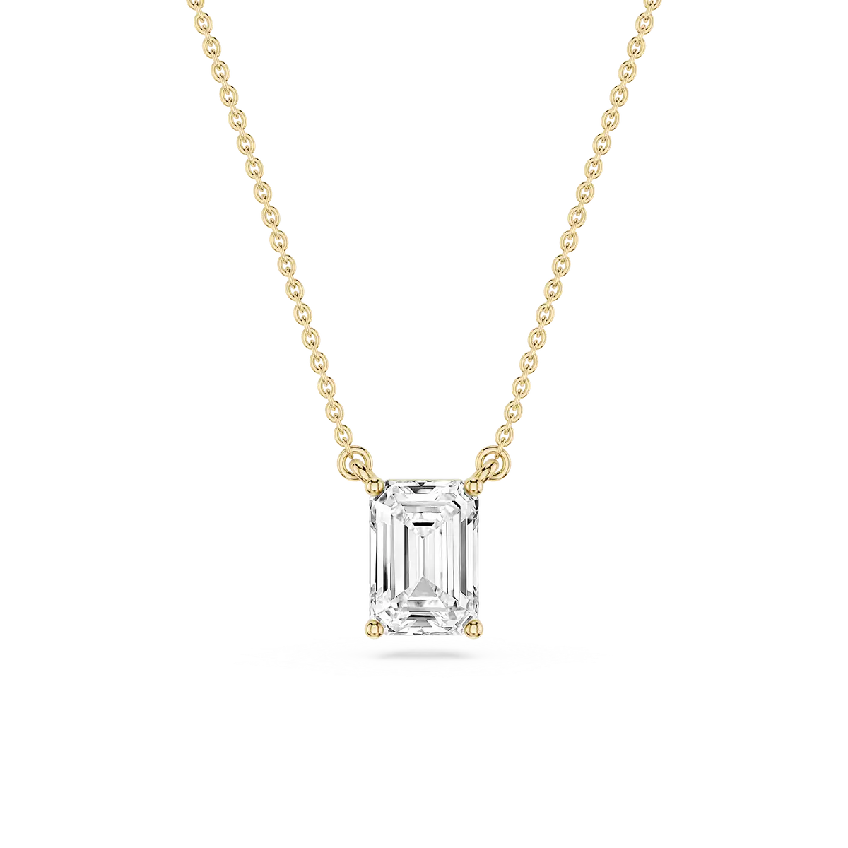 1 Carat Emerald Lab Grown Diamond 4 Prong Solitaire Pendant