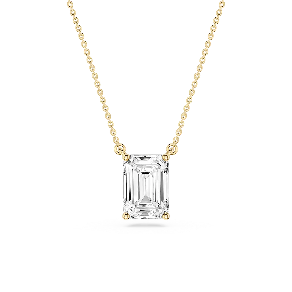 2 Carat Emerald Lab Grown Diamond 4 Prong Solitaire Pendant