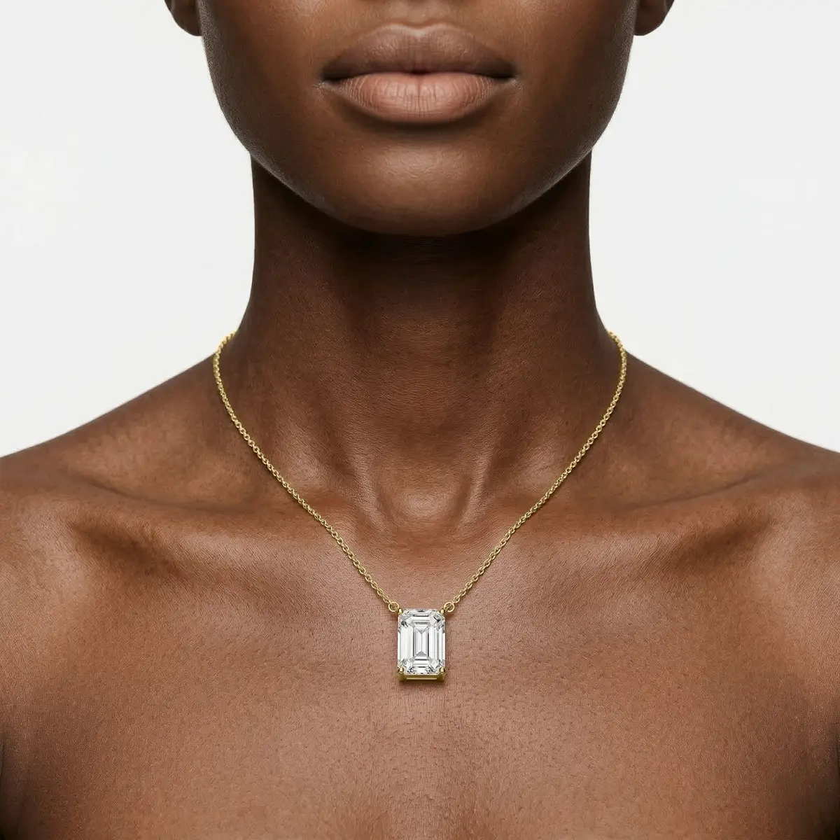 2 Carat Emerald Lab Grown Diamond 4 Prong Solitaire Pendant