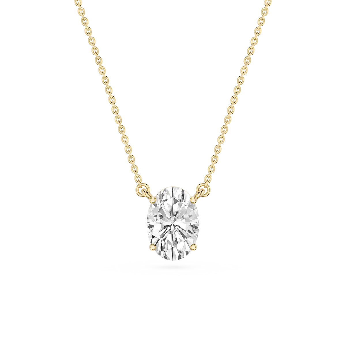 1 Carat Oval Lab Grown Diamond 4 Prong Solitaire Pendant