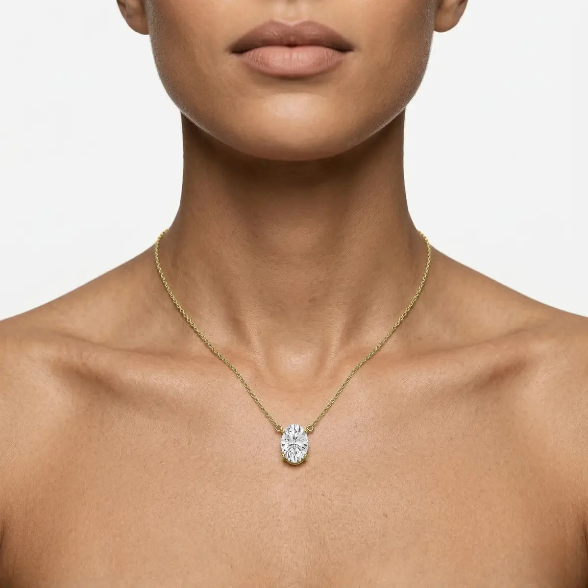 1 Carat Oval Lab Grown Diamond 4 Prong Solitaire Pendant