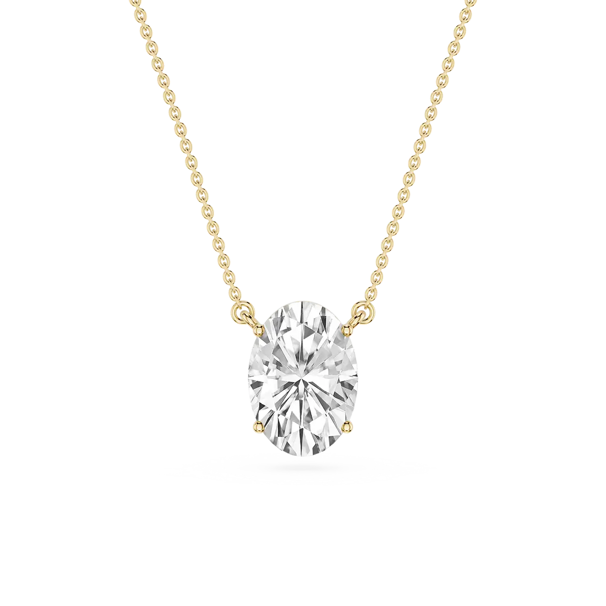 2 Carat Oval Lab Grown Diamond 4 Prong Solitaire Pendant