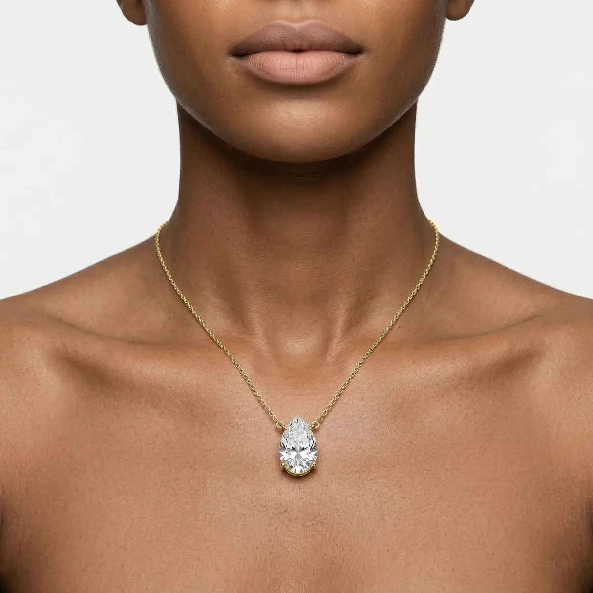 2 Carat Pear Lab Grown Diamond 4 Prong Solitaire Pendant