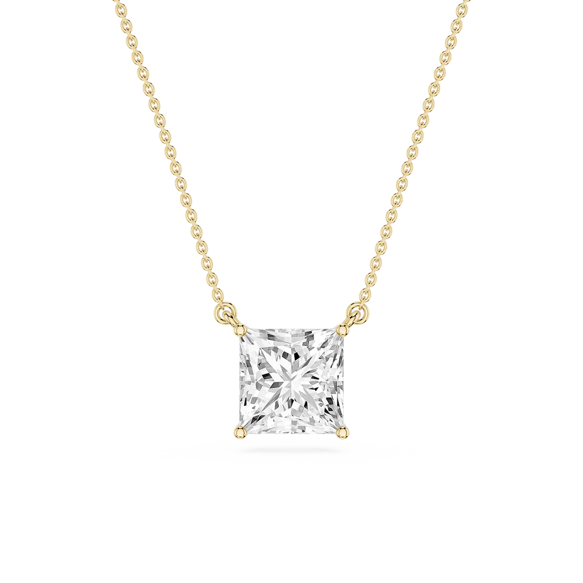 2 Carat Princess Lab Grown Diamond 4 Prong Solitaire Pendant