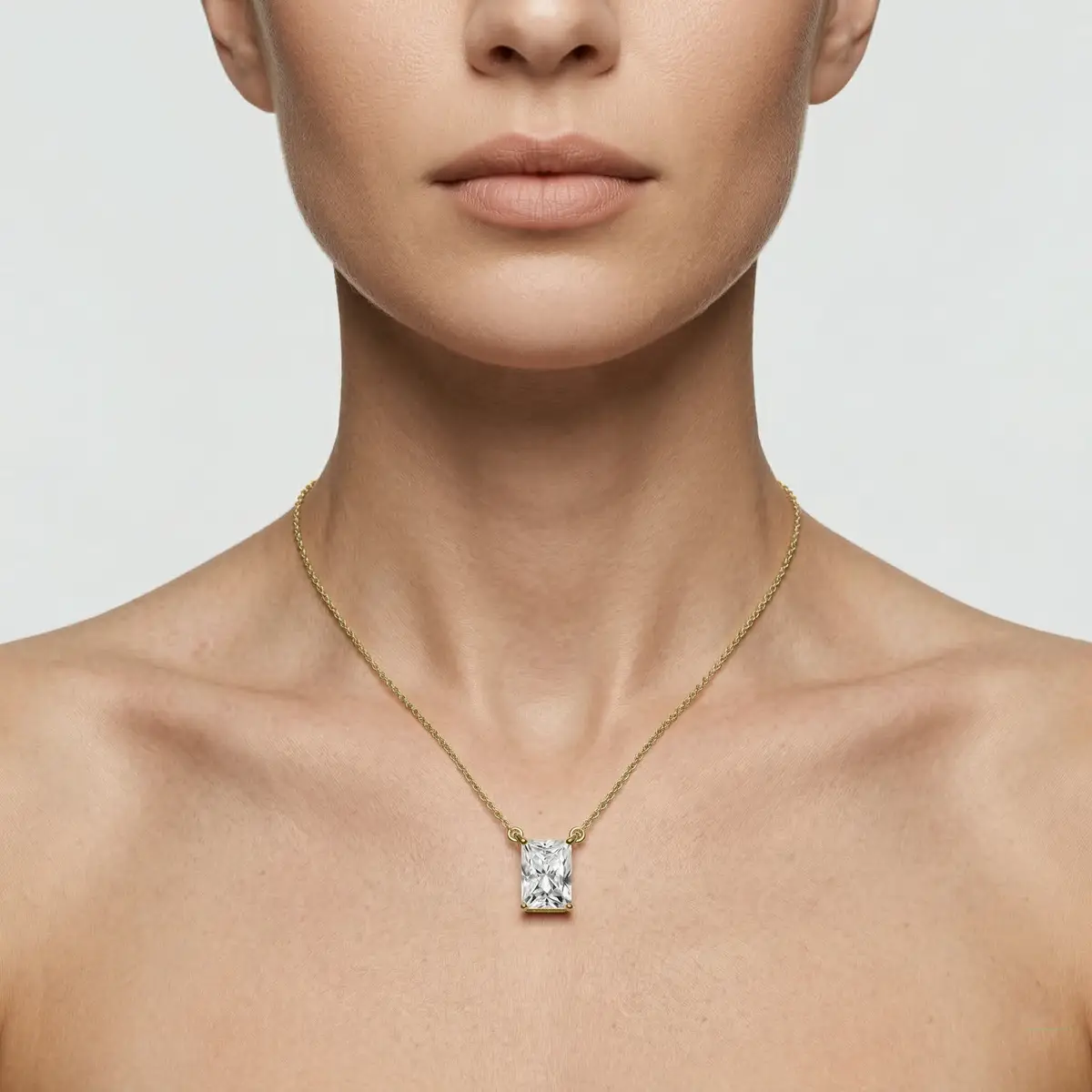 2 Carat Radiant Lab Grown Diamond 4 Prong Solitaire Pendant