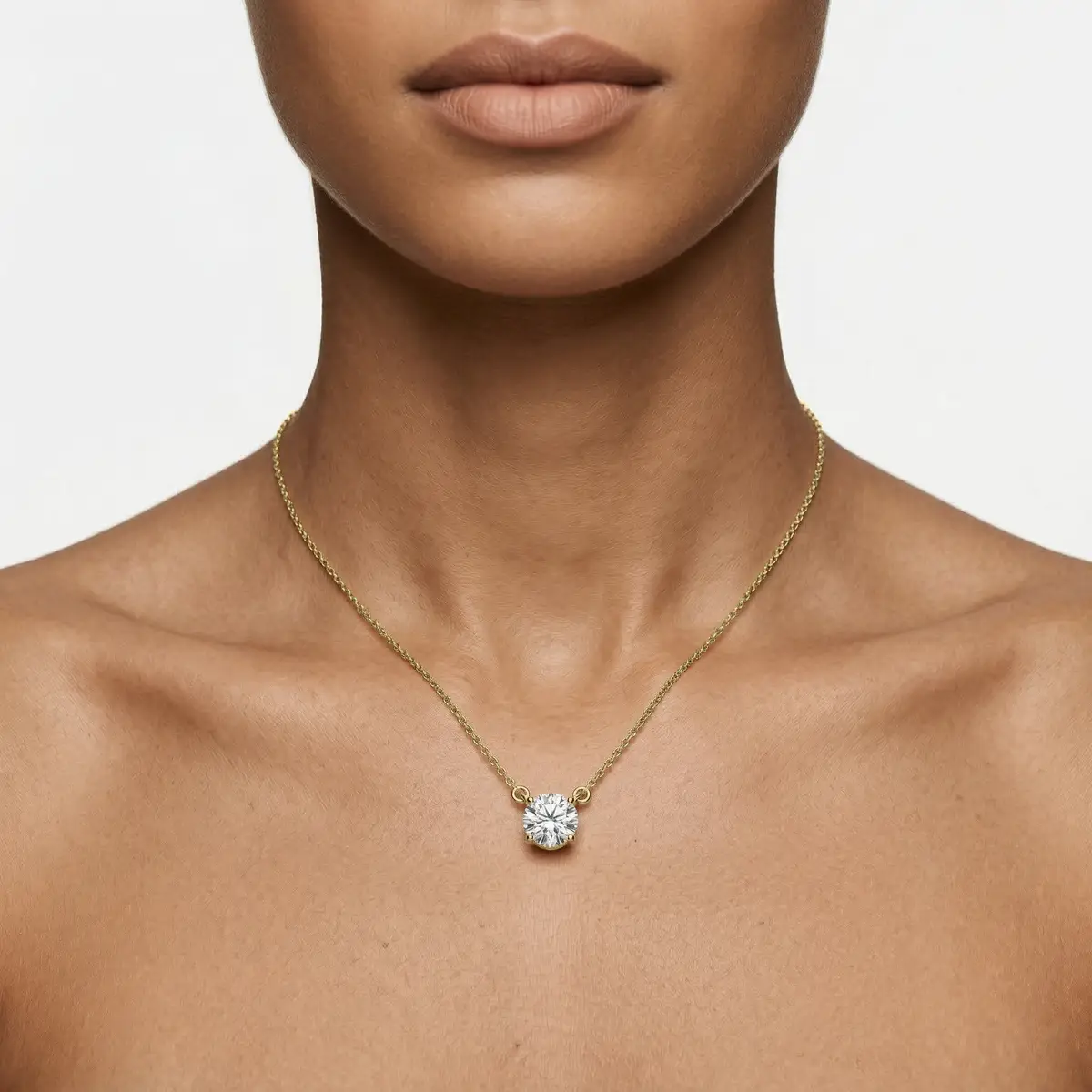 1 Carat Round Lab Grown Diamond 4 Prong Solitaire Pendant