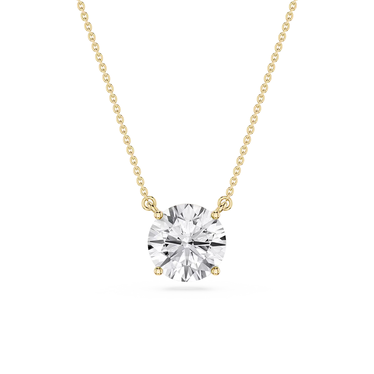 2 Carat Round Lab Grown Diamond 4 Prong Solitaire Pendant