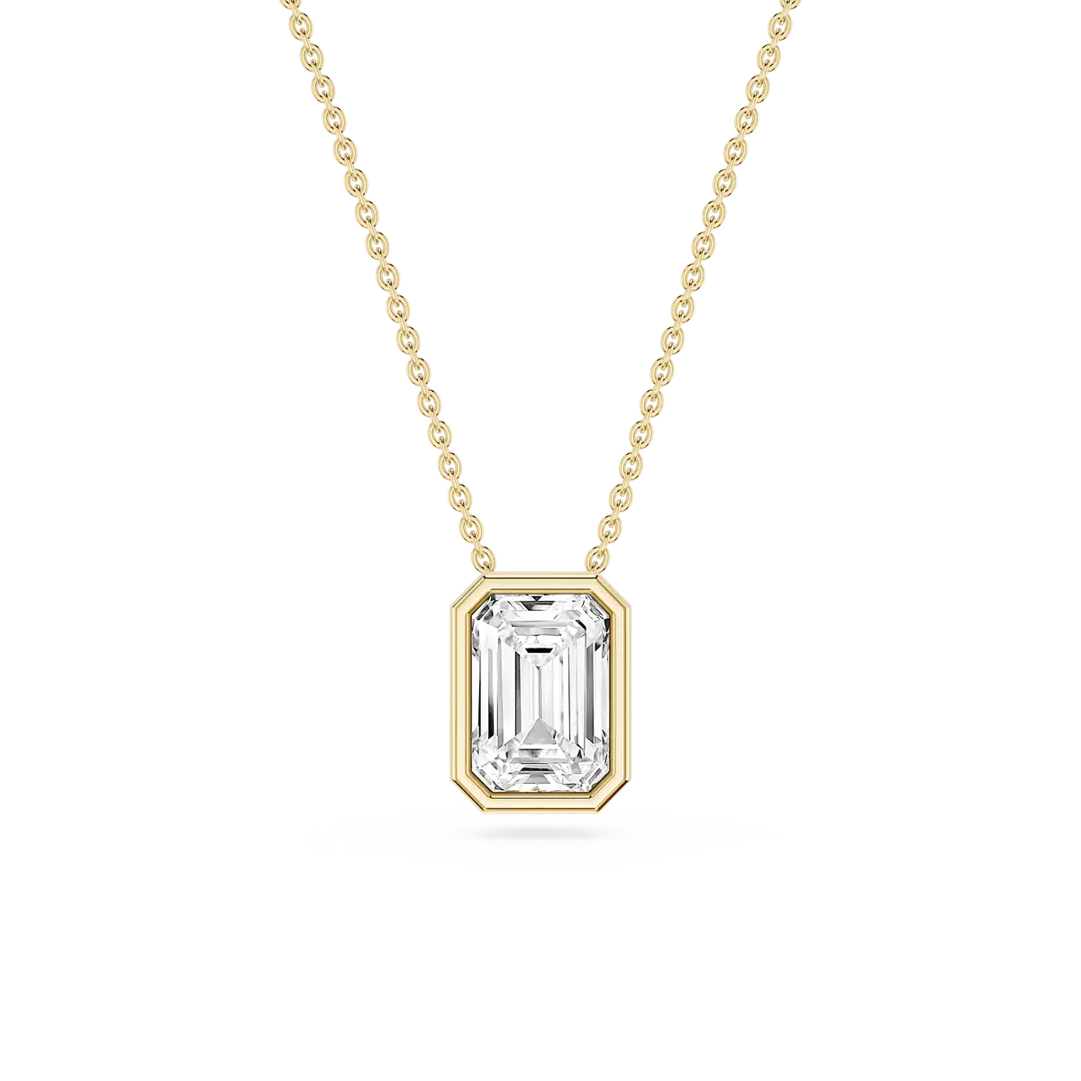 1 Carat Emerald Lab Grown Diamond North South Bezel Solitaire Pendant