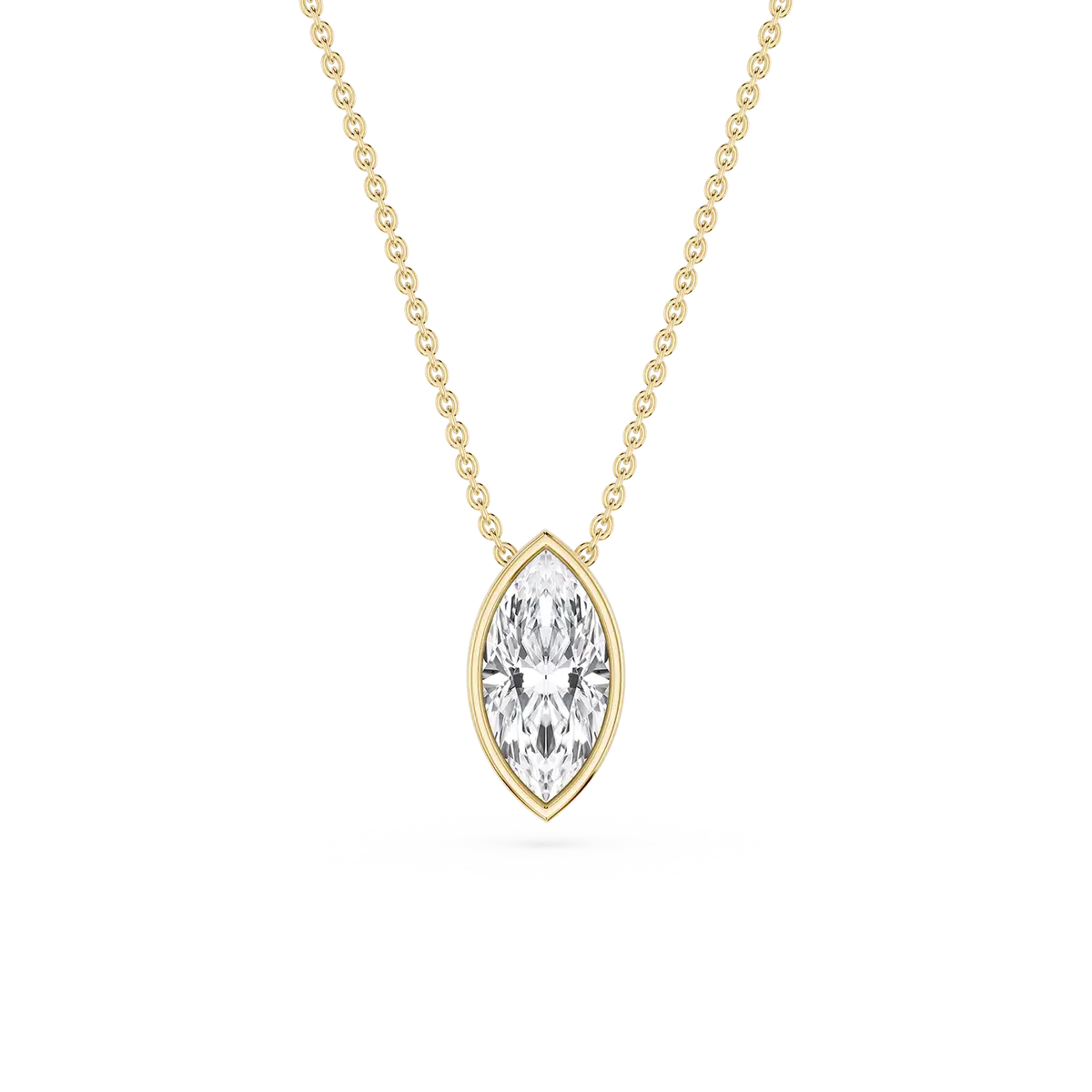 1 Carat Marquise Lab Grown Diamond North South Bezel Solitaire Pendant