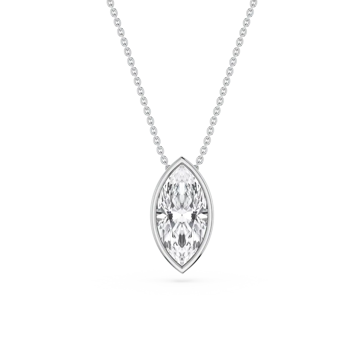 2 Carat Marquise Lab Grown Diamond North South Bezel Solitaire Pendant