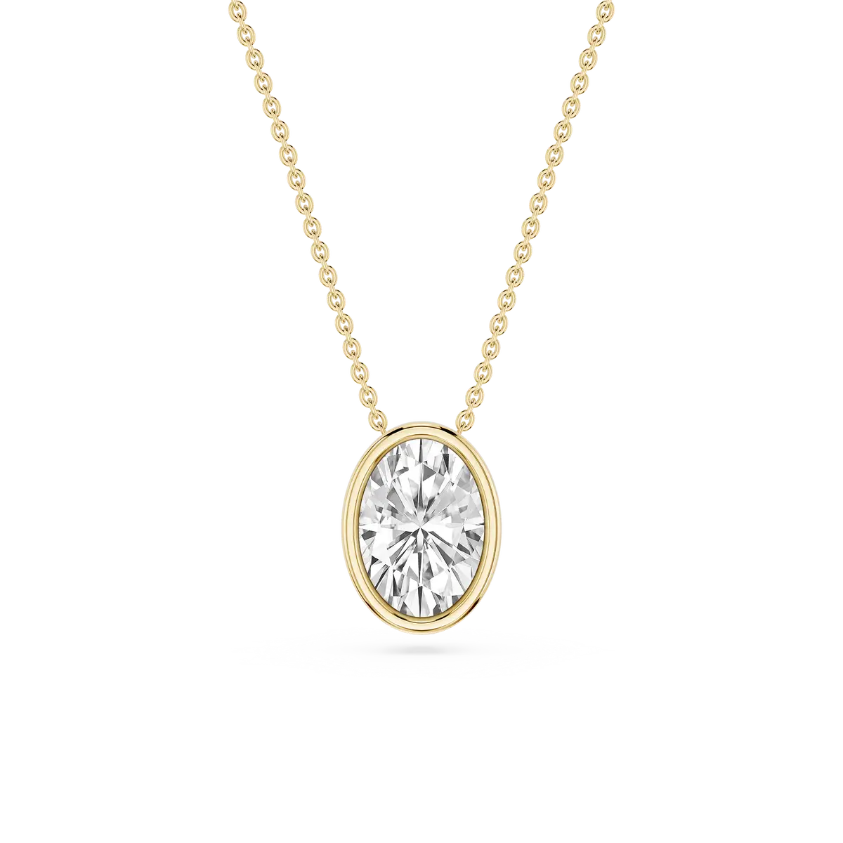 1 Carat Oval Lab Grown Diamond North South Bezel Solitaire Pendant