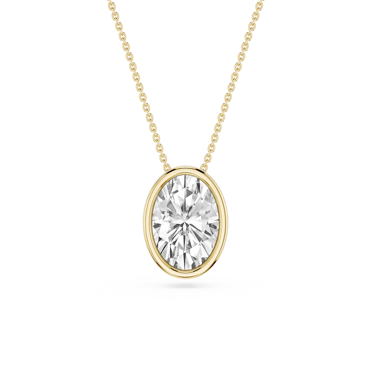 2 Carat Oval Lab Grown Diamond North South Bezel Solitaire Pendant