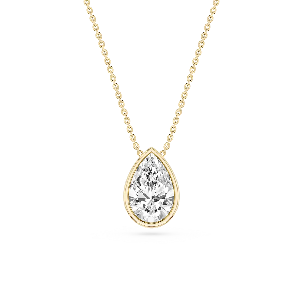 1 Carat Pear Lab Grown Diamond North South Bezel Solitaire Pendant