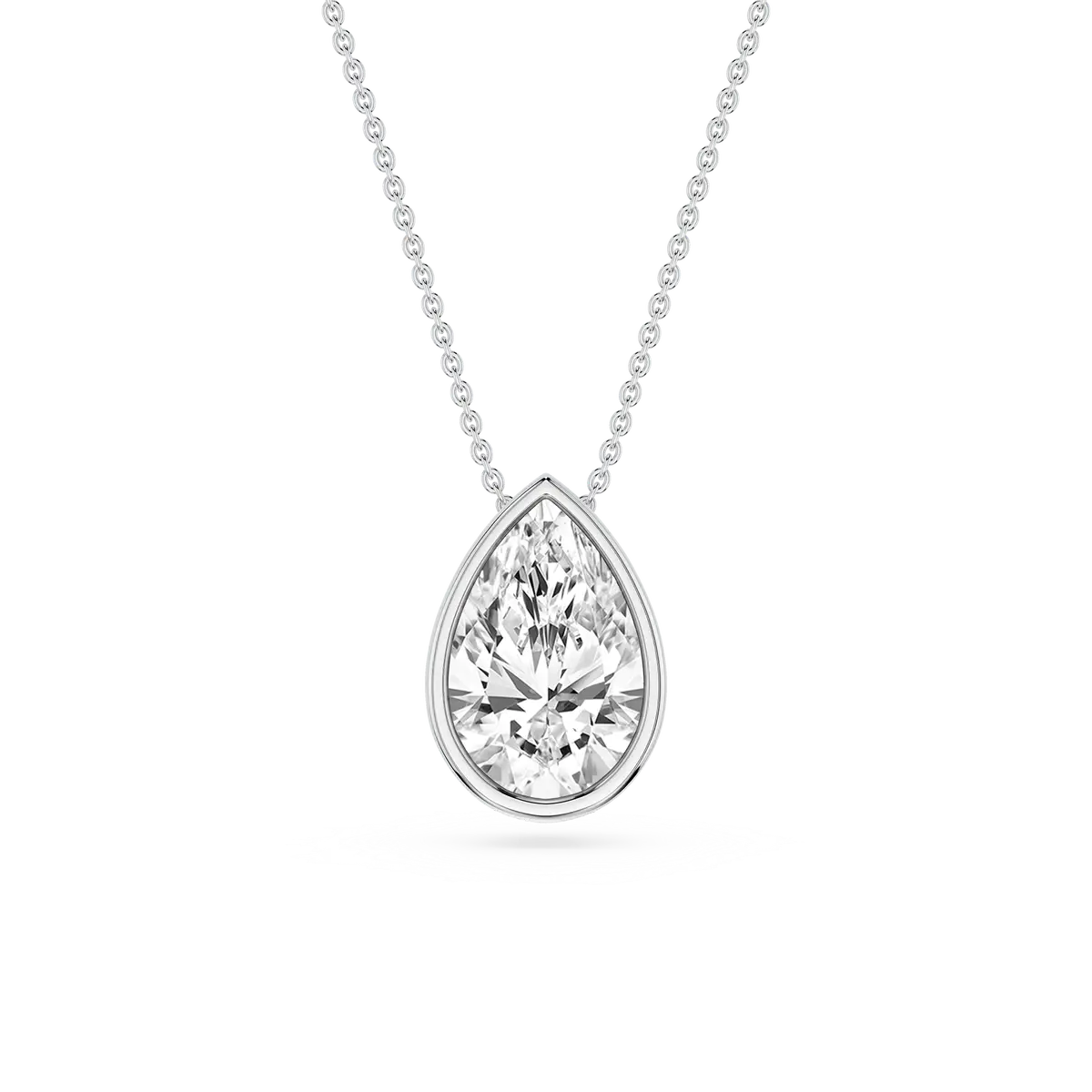 2 Carat Pear Lab Grown Diamond North South Bezel Solitaire Pendant