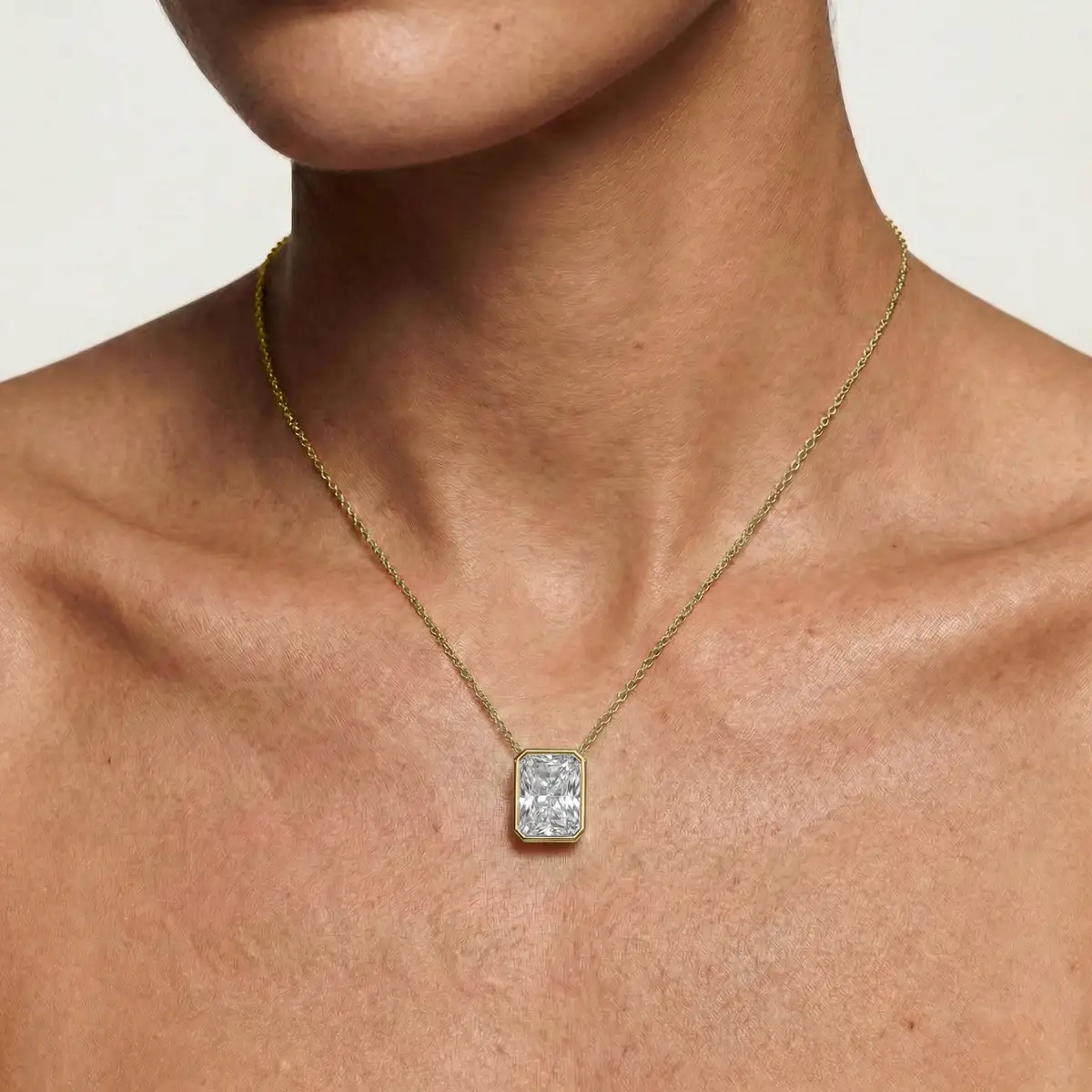 1 Carat Radaint Lab Grown Diamond North South Bezel Solitaire Pendant