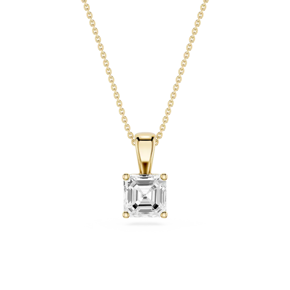 1 Carat Square Emerald Lab Grow Diamond Classic 4 Prong Solitair Pendant