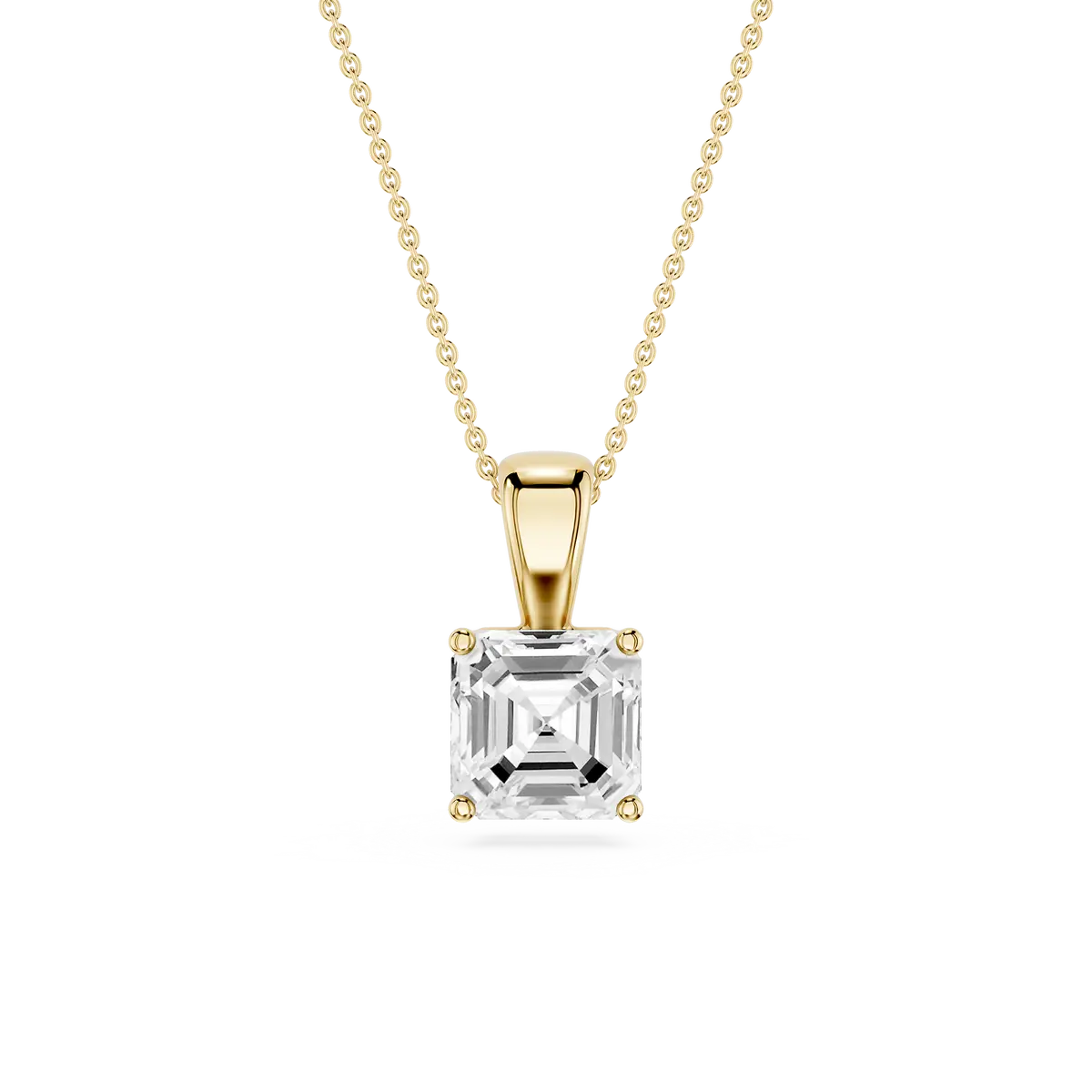 2 Carat Square Emerald Lab Grow Diamond Classic 4 Prong Solitair Pendant