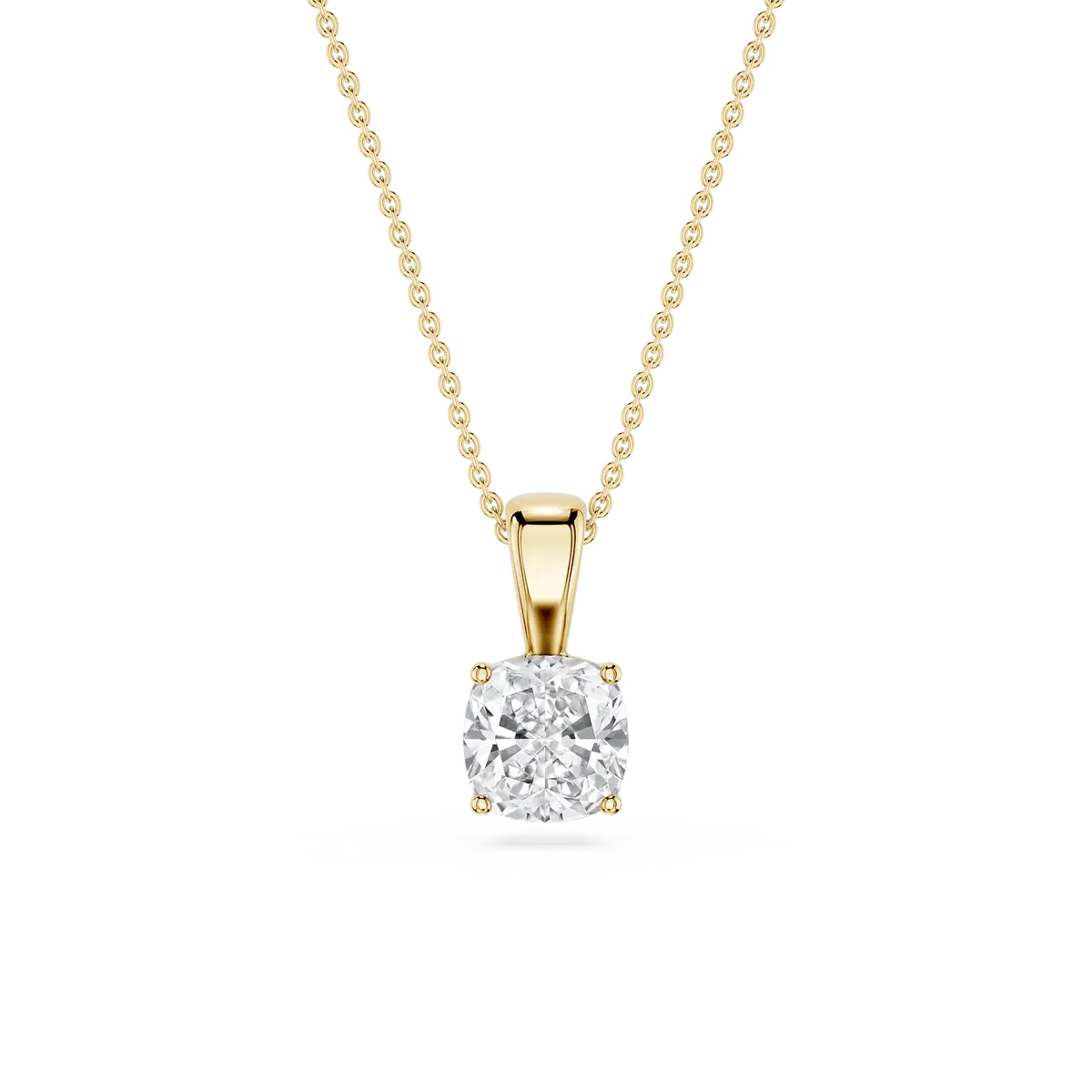 1 Carat Cushion Lab Grow Diamond Classic 4 Prong Solitair Pendant