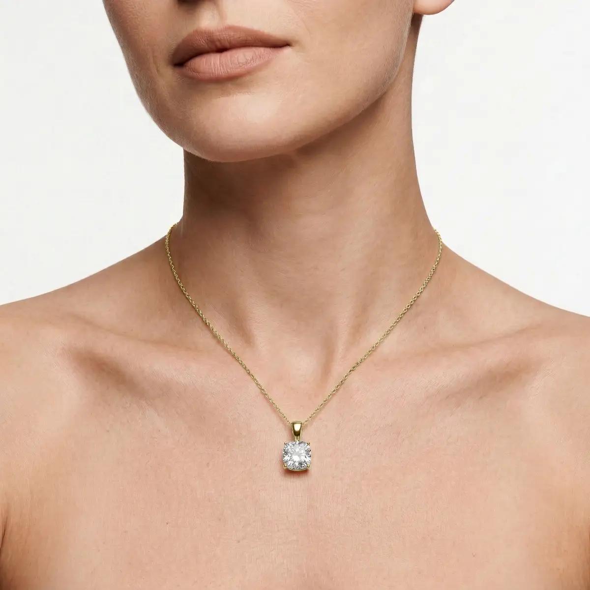 1 Carat Cushion Lab Grow Diamond Classic 4 Prong Solitair Pendant