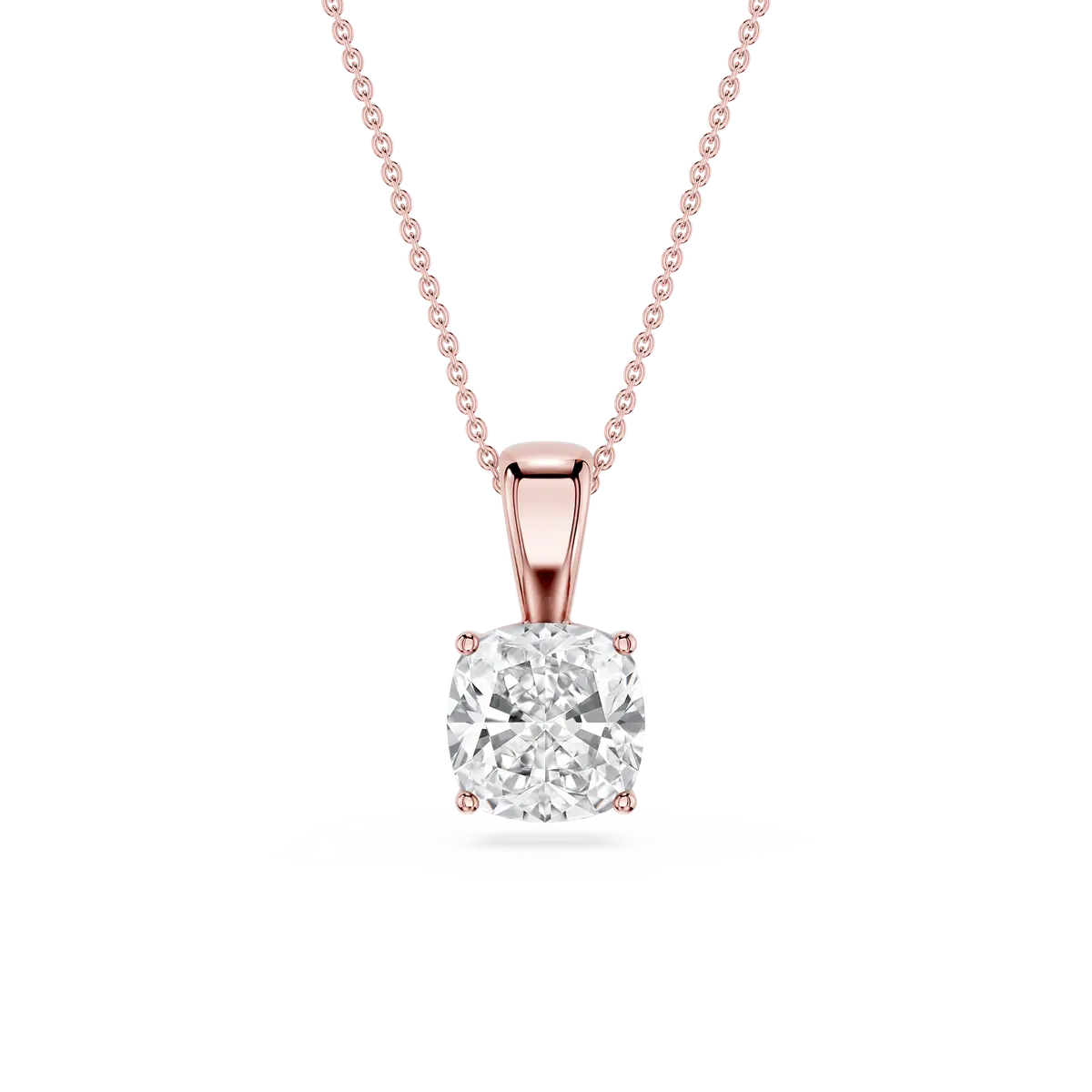 2 Carat Cushion Lab Grow Diamond Classic 4 Prong Solitair Pendant