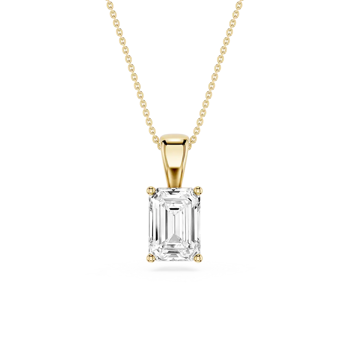 2 Carat Emerald Lab Grow Diamond Classic 4 Prong Solitair Pendant