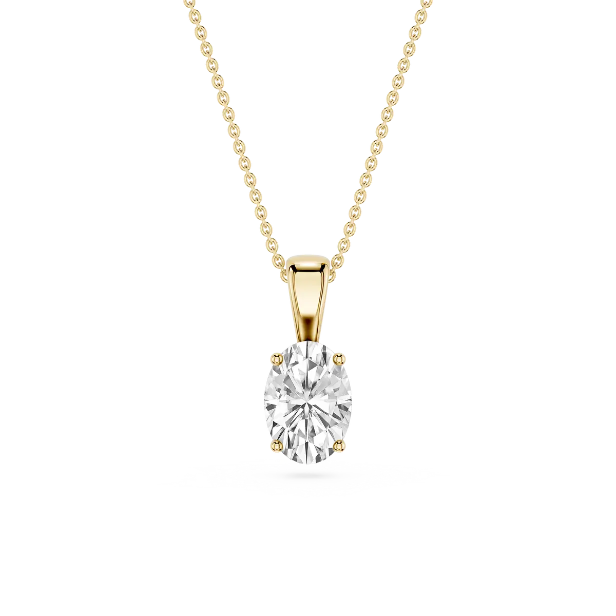 1 Carat Oval Lab Grow Diamond Classic 4 Prong Solitair Pendant