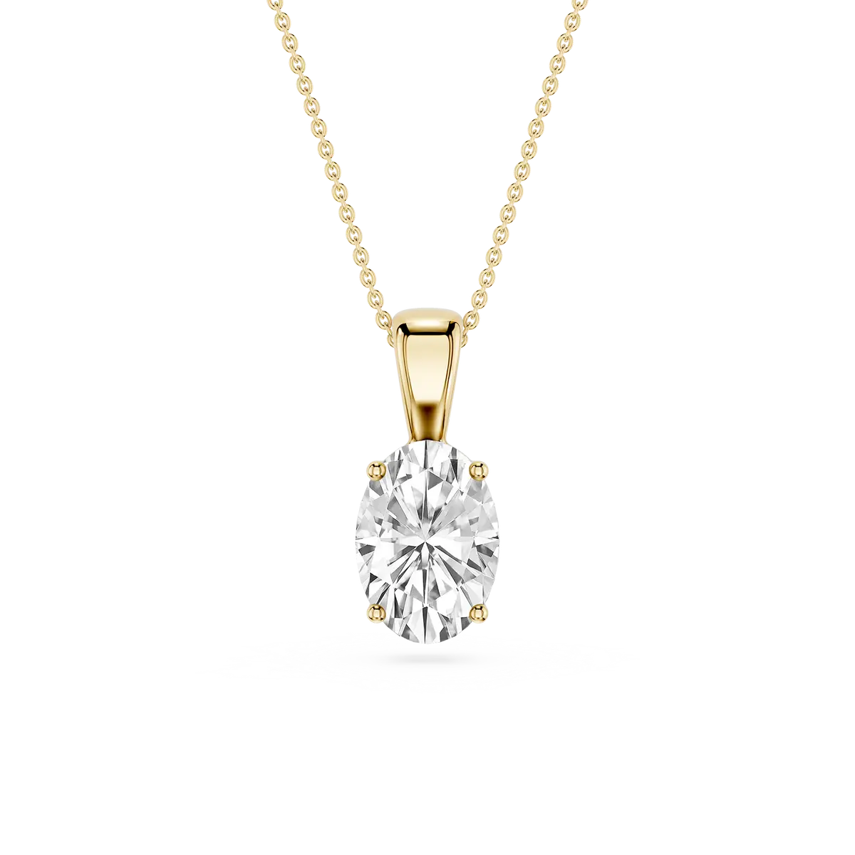 2 Carat Oval Lab Grow Diamond Classic 4 Prong Solitair Pendant