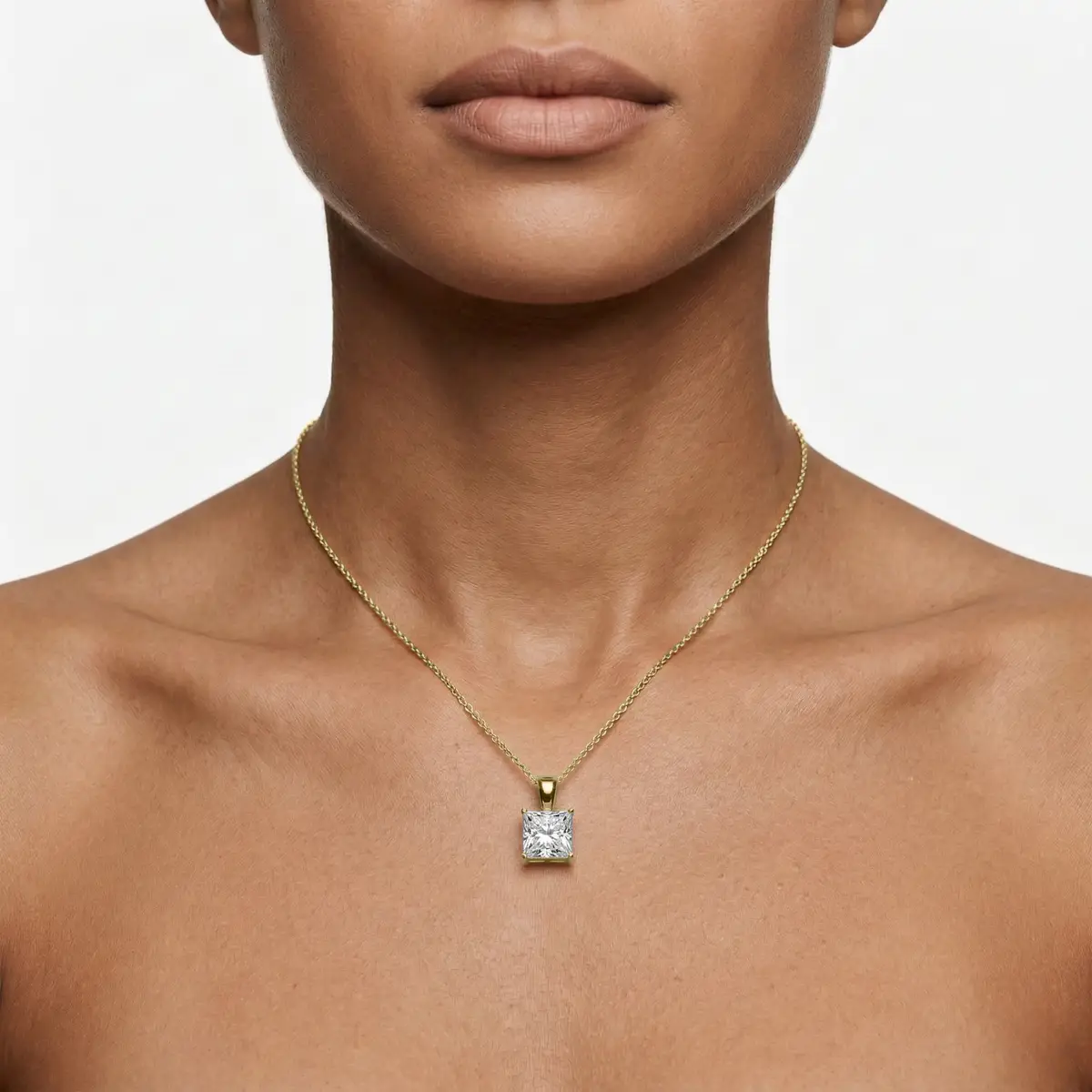 1 Carat Princess Lab Grow Diamond Classic 4 Prong Solitair Pendant