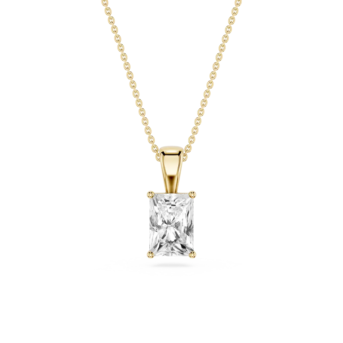 1 Carat Radiant Lab Grow Diamond Classic 4 Prong Solitair Pendant